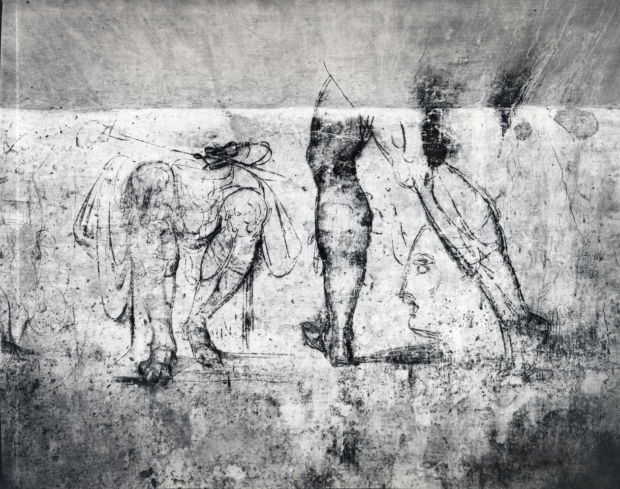 Nástěnná kresba nohou, cca 1530 (uhlem na omítce) (tisk) od Michelangelo Buonarroti