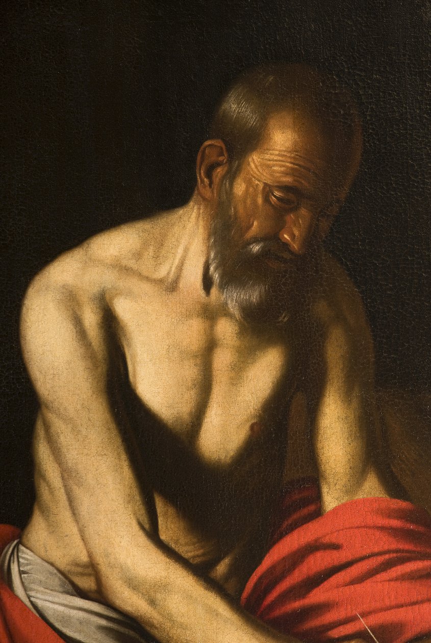 Svatý Jeroným, detail 3496231, 1607 od Michelangelo Merisi Caravaggio