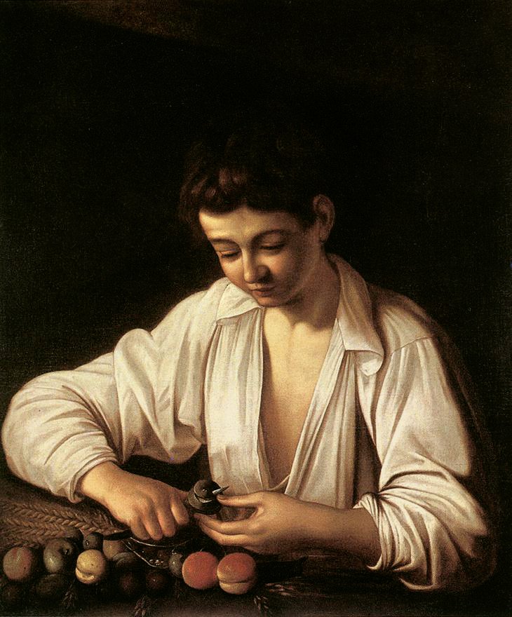 Chlapec loupající ovoce od Michelangelo Merisi Caravaggio