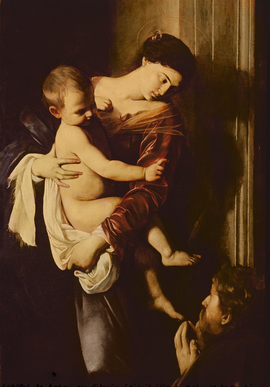 Detail Madony z poutníků, kolem 1603-05 od Michelangelo Merisi Caravaggio