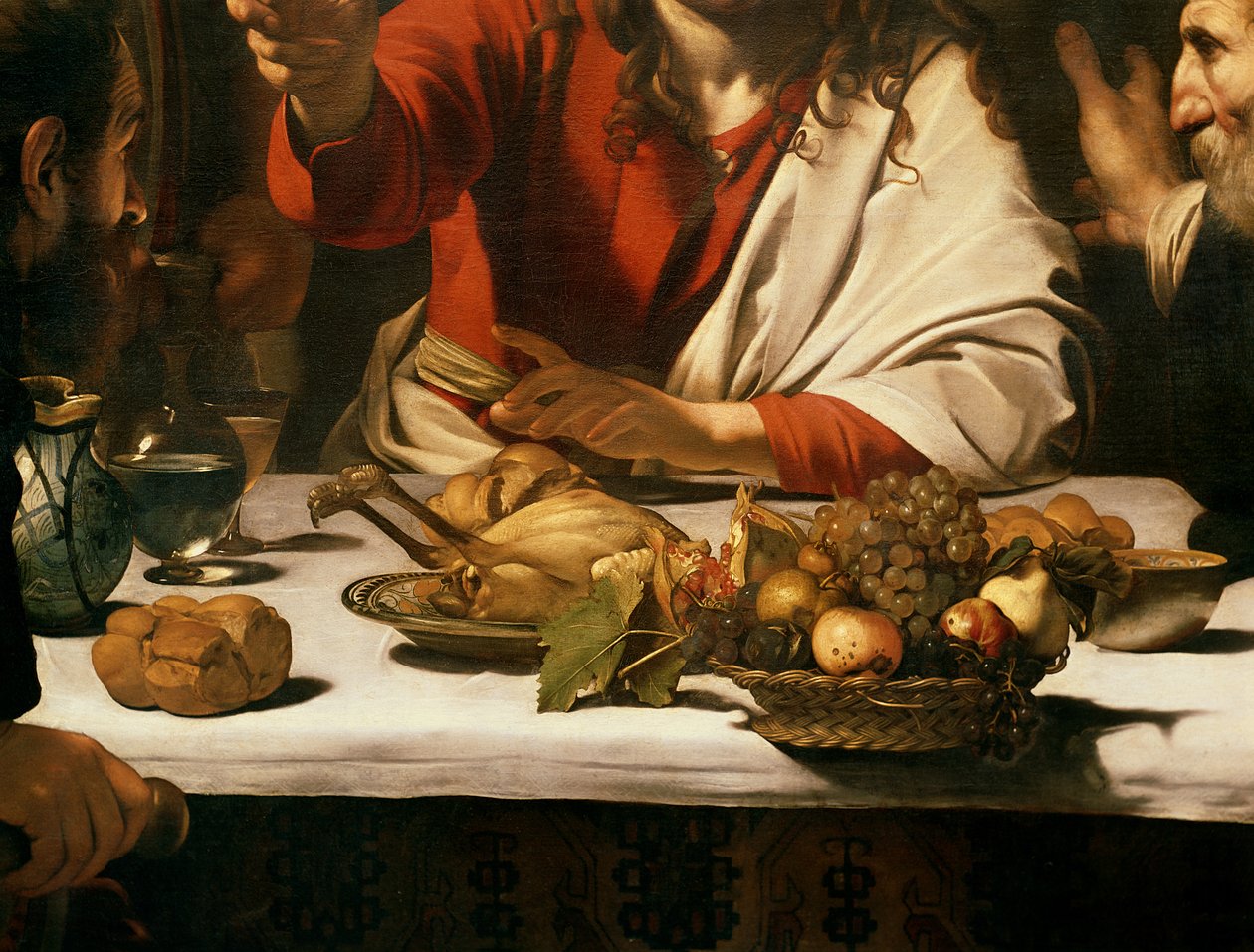 Večeře v Emauzích, 1601 (olej a tempera na plátně) (detail 928) od Michelangelo Merisi Caravaggio