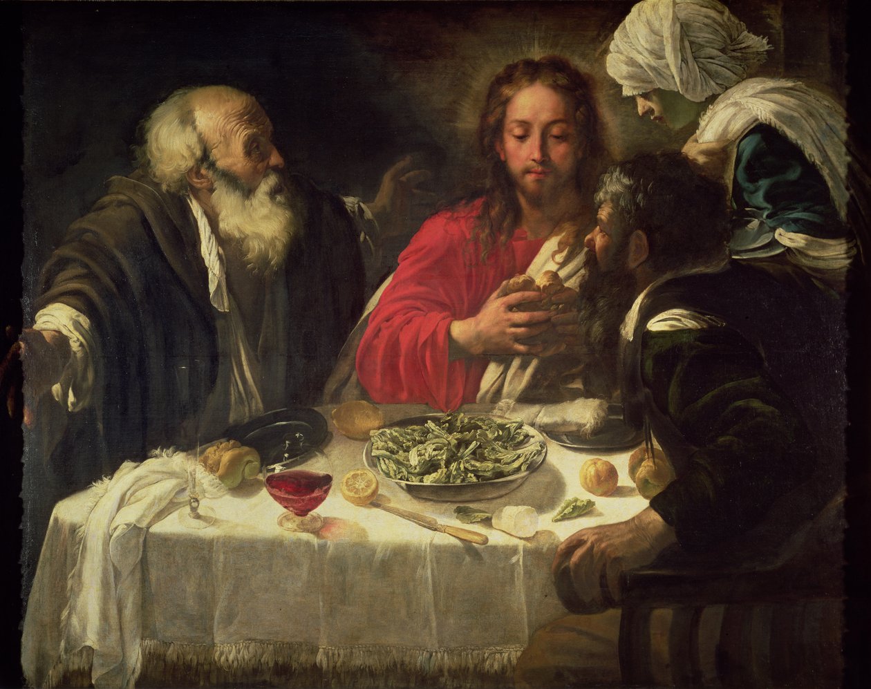 Večeře v Emauzích, kolem 1614-21 od Michelangelo Merisi Caravaggio