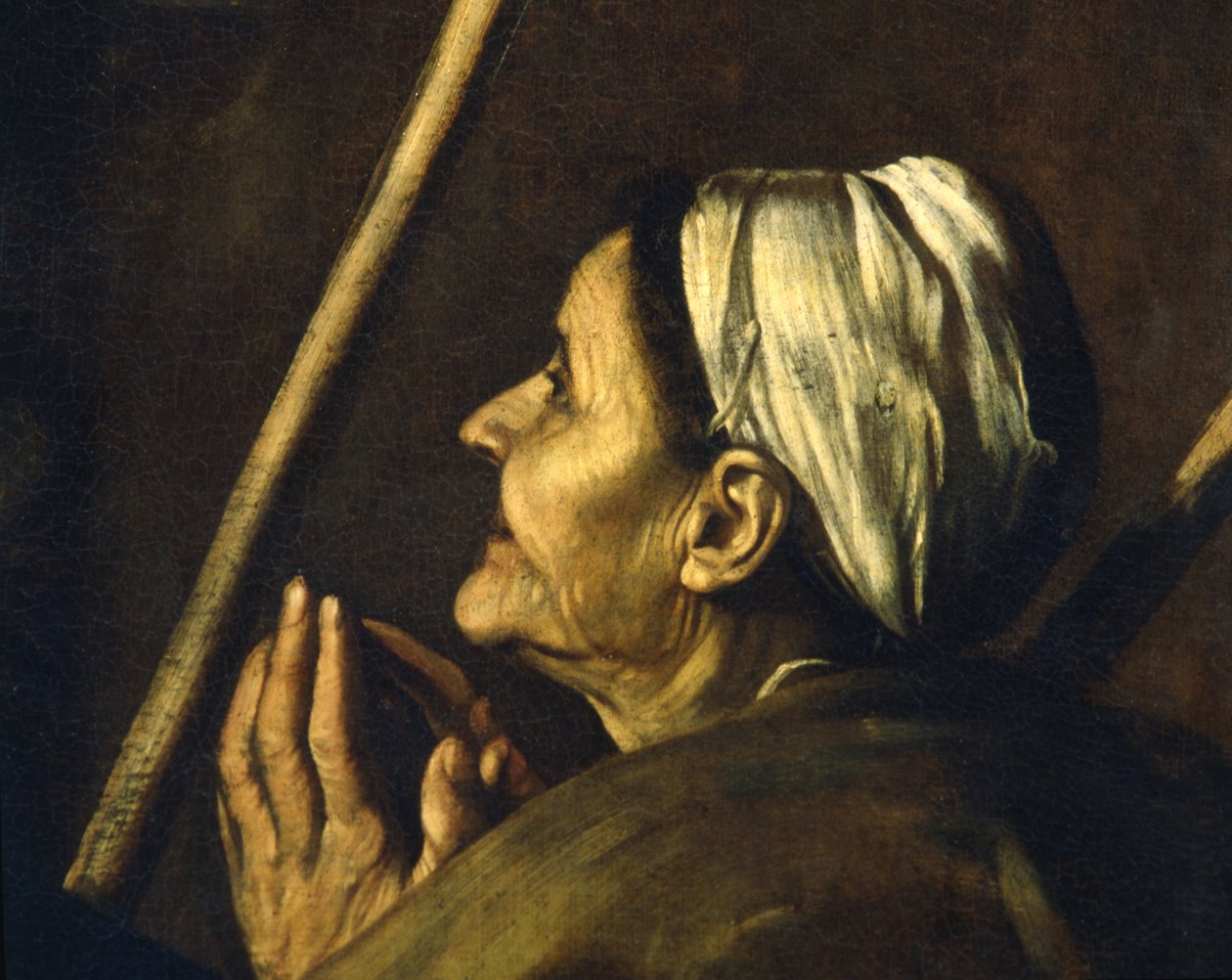 Detail z Madony z Loreta, kolem roku 1606 od Michelangelo Merisi Caravaggio