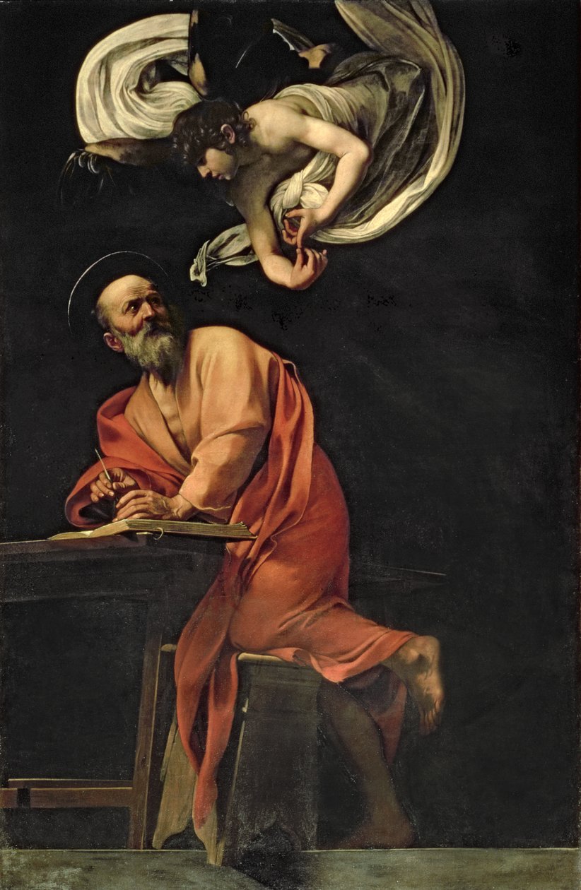 Sv. Matouš a anděl, 1602 (panel) od Michelangelo Merisi Caravaggio