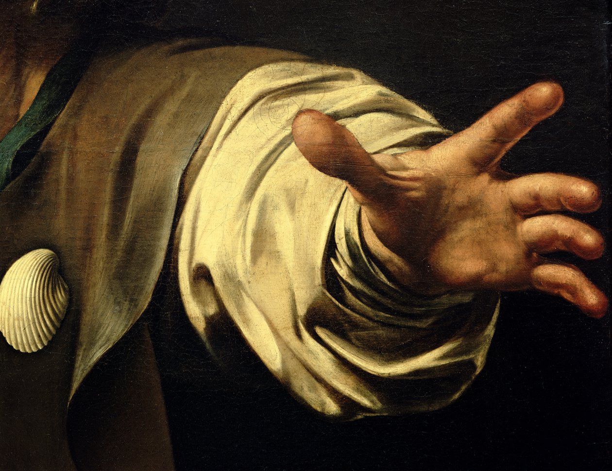 Večeře v Emauzích, 1601 olej a tempera na plátně detail 928 od Michelangelo Merisi Caravaggio