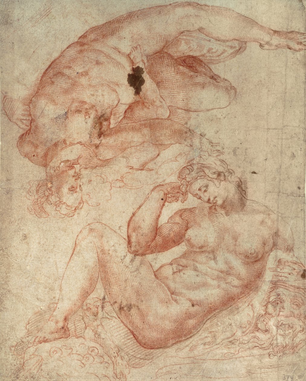 Studie aktů (červená křída na papíře) od Michelangelo Buonarroti