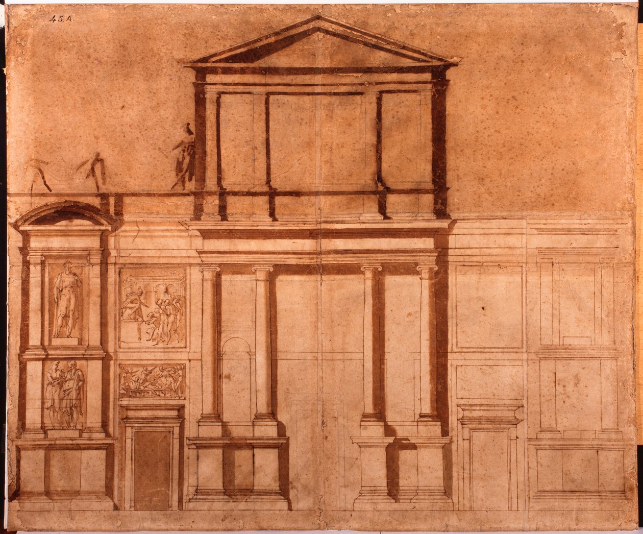 Kresba fasády kostela San Lorenzo od Michelangelo (after) Buonarroti