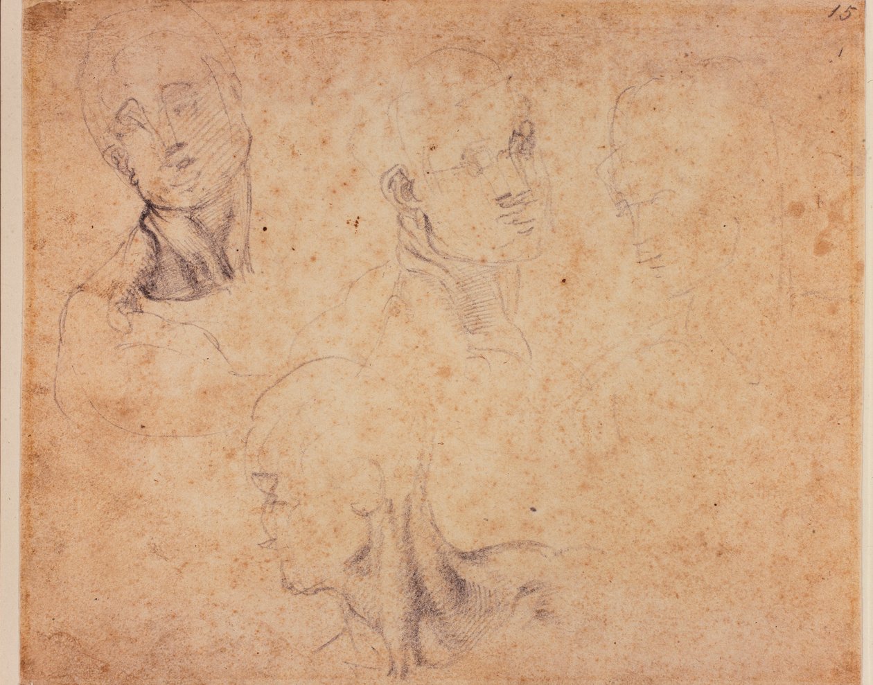 Čtyři studie mužských hlav od Michelangelo (after) Buonarroti