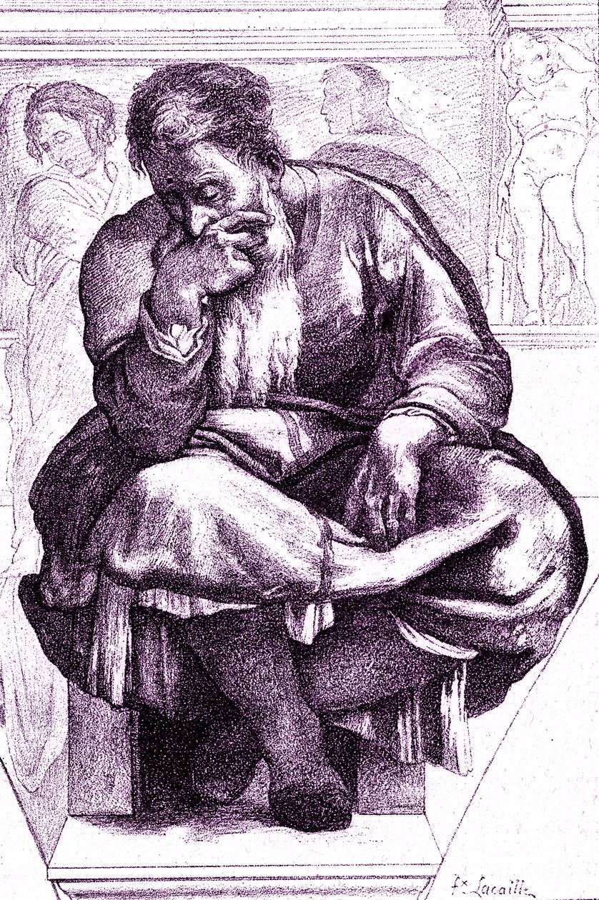 Jeremiáš, plačící prorok od Michelangelo (after) Buonarroti