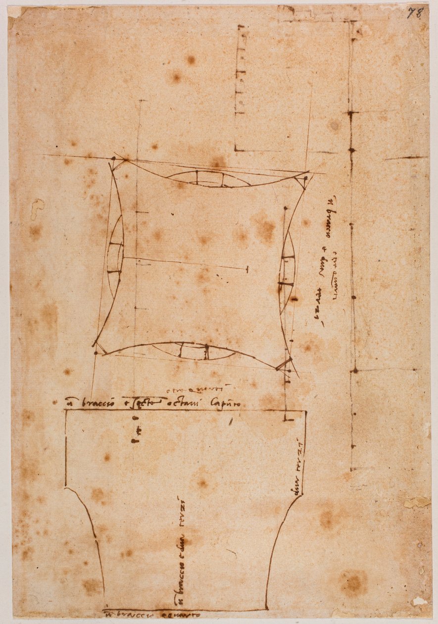 Plán a průčelí hlavního města, 16. století (kresba) od Michelangelo (after) Buonarroti
