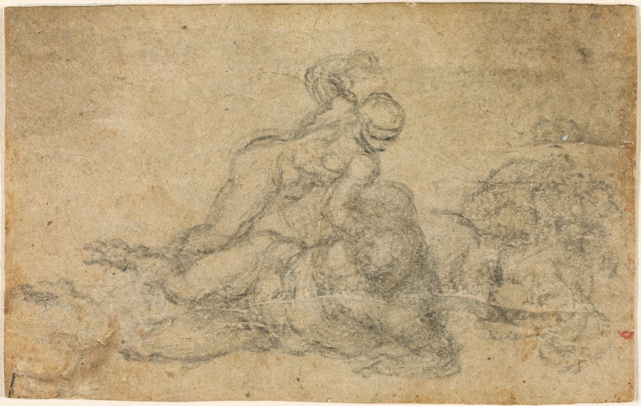 Michelangelo - David a Goliáš. Verso Rukopisné architektonické studie, ca. 1550-1556, I, 32a od Michelangelo