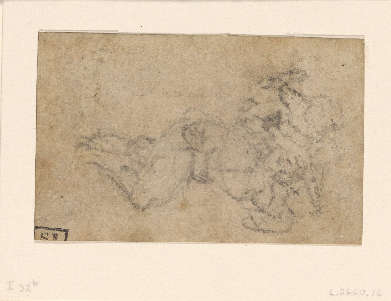 Michelangelo - David a Goliáš. Verso Rukopisné architektonické studie, ca. 1550-1556, I, 32b od Michelangelo