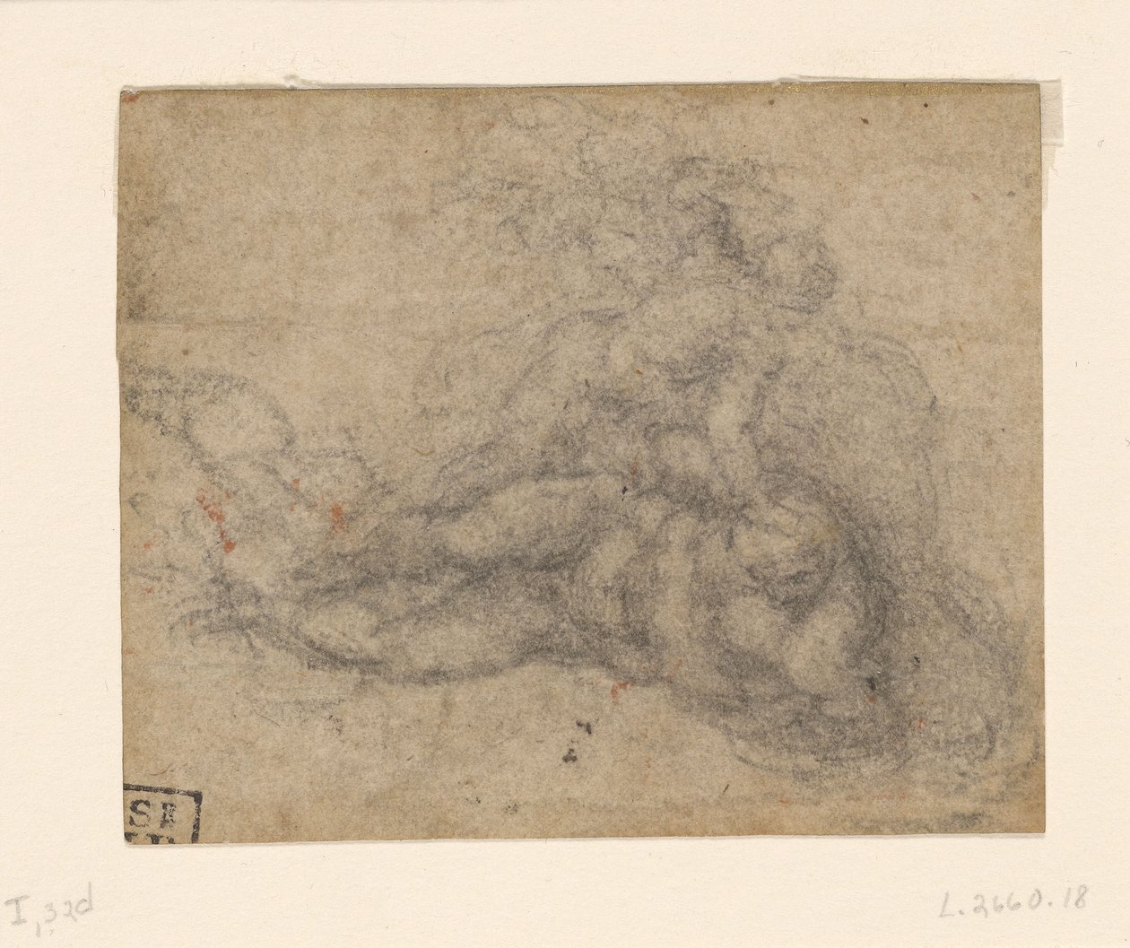 Michelangelo - David a Goliáš. Verso Rukopisné architektonické studie, ca. 1550-1556, I, 32d od Michelangelo