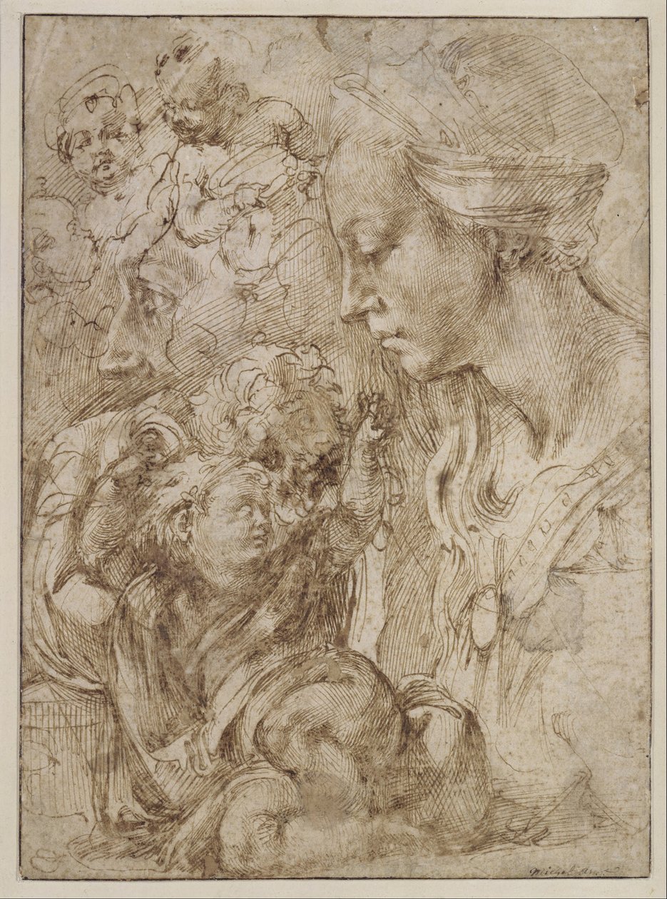 Studie pro Svatou rodinu od Michelangelo