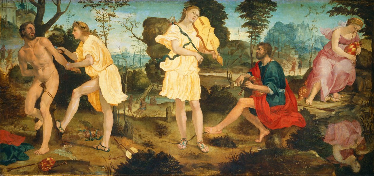 Apollo a Marsyas, c. 1540. od Michelangelo Anselmi