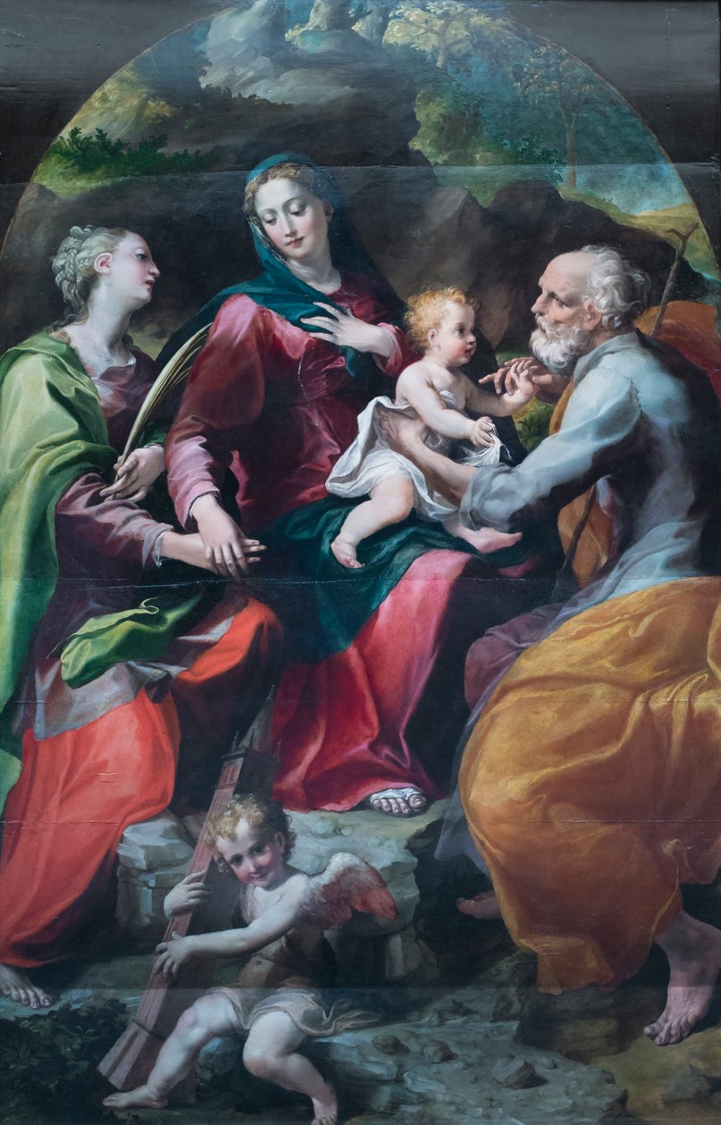 Madona s dítětem a svatou Barborou, asi 1530 (olej na dřevě) od Michelangelo Anselmi