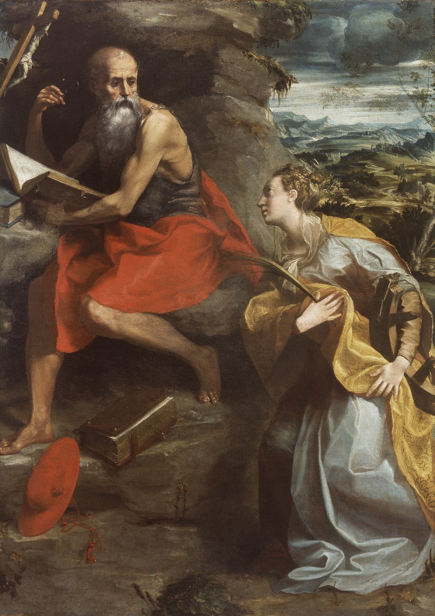 Svatý Jeroným a svatá Kateřina Alexandrijská od Michelangelo Anselmi