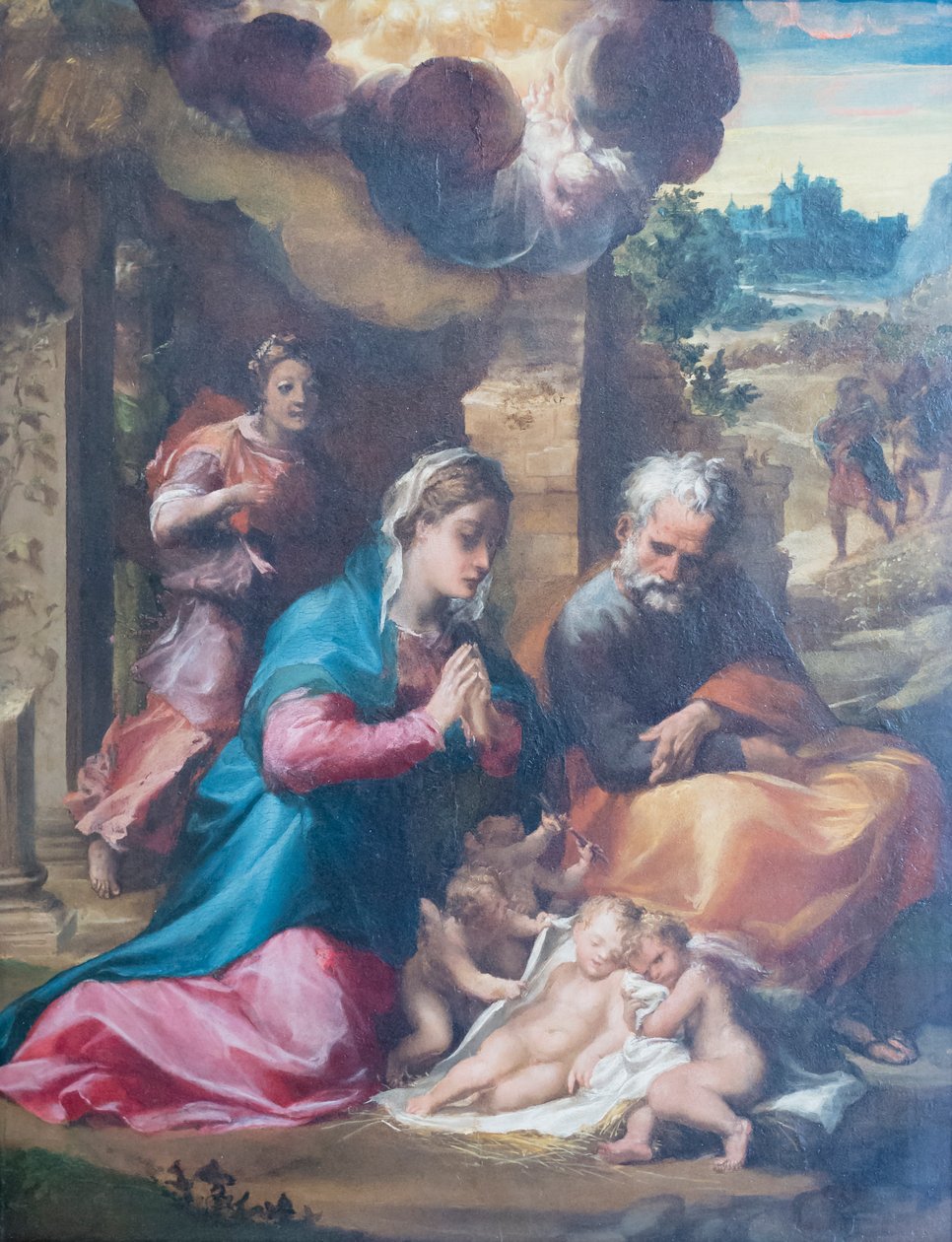 Narození Páně a zvěstování pastýřům od Michelangelo Anselmi