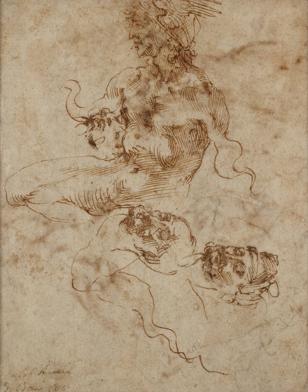 Postava připomínající Triton, c1490-1560 od Michelangelo Buonarroti