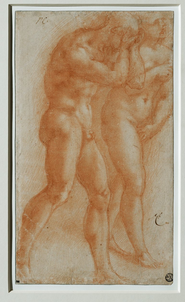 Adam et Eve chassee du Paradis - Adam a Eva vyhnaní z ráje, kopie podle Masaccia... od Michelangelo Buonarroti
