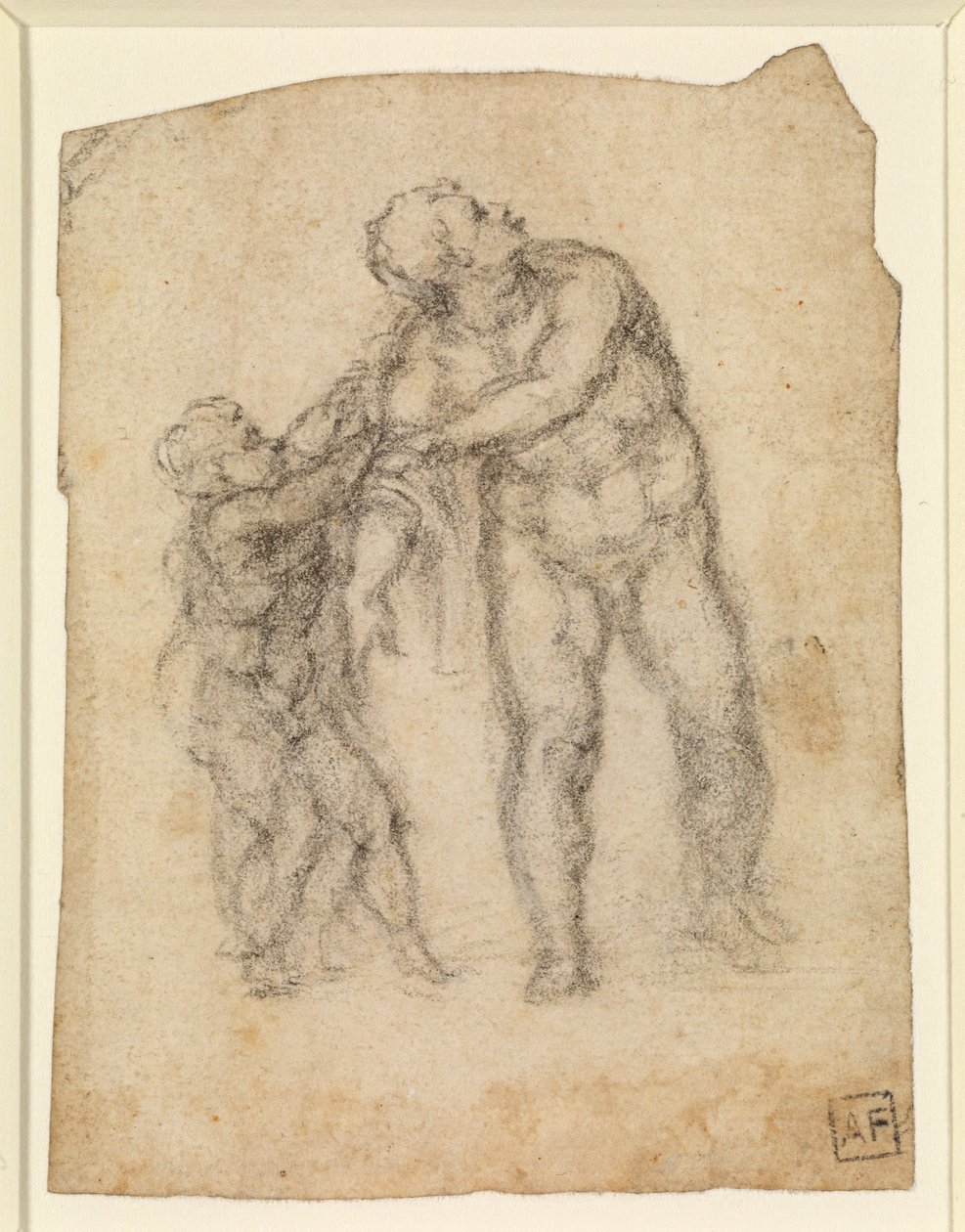 Aeneas a dítě (recto) (tužka na papíře) [viz 5934523] od Michelangelo Buonarroti