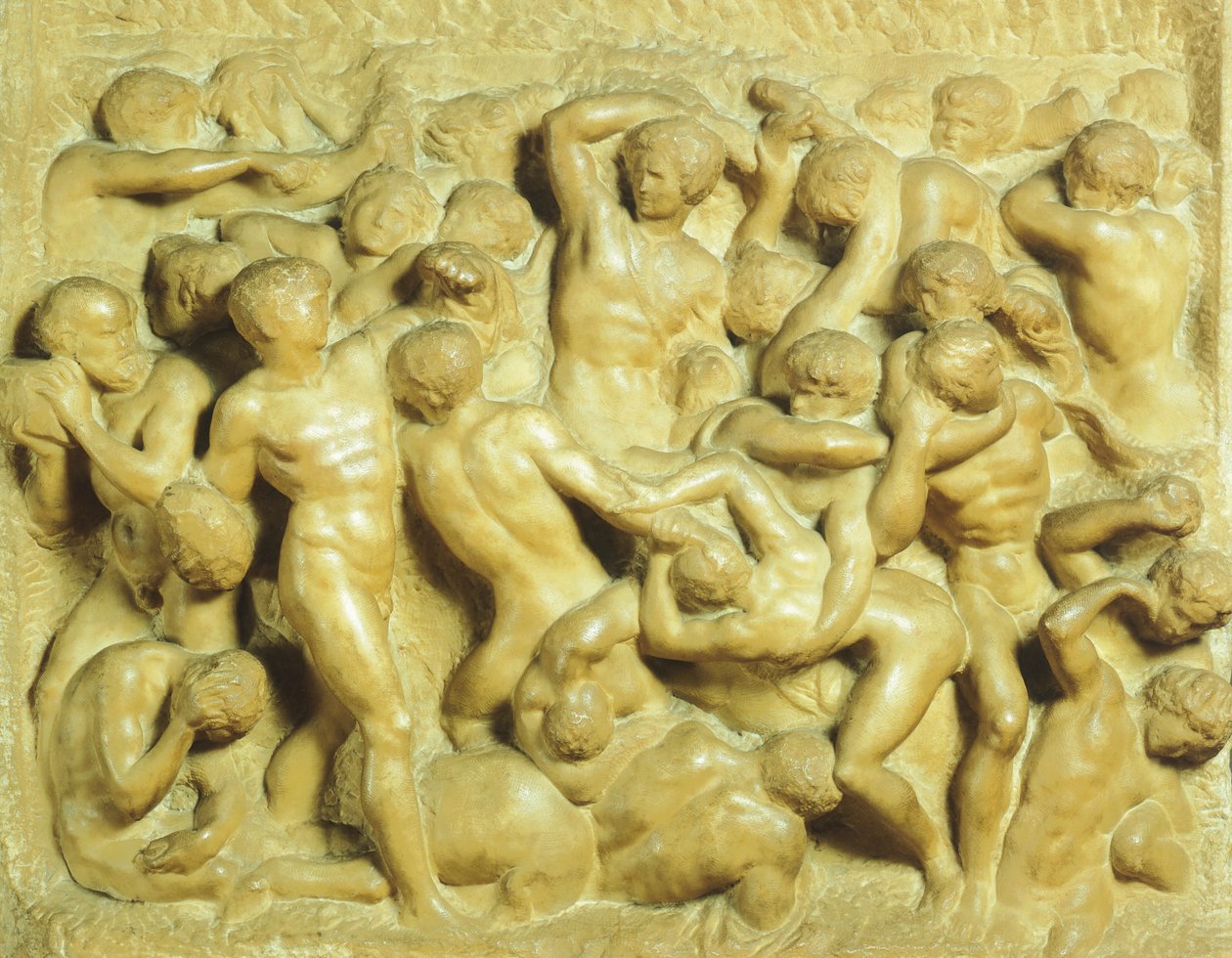 Bitva u Lapiths proti Kentaurům od Michelangela (1475-1564), mramor, 80 5x88 cm od Michelangelo Buonarroti