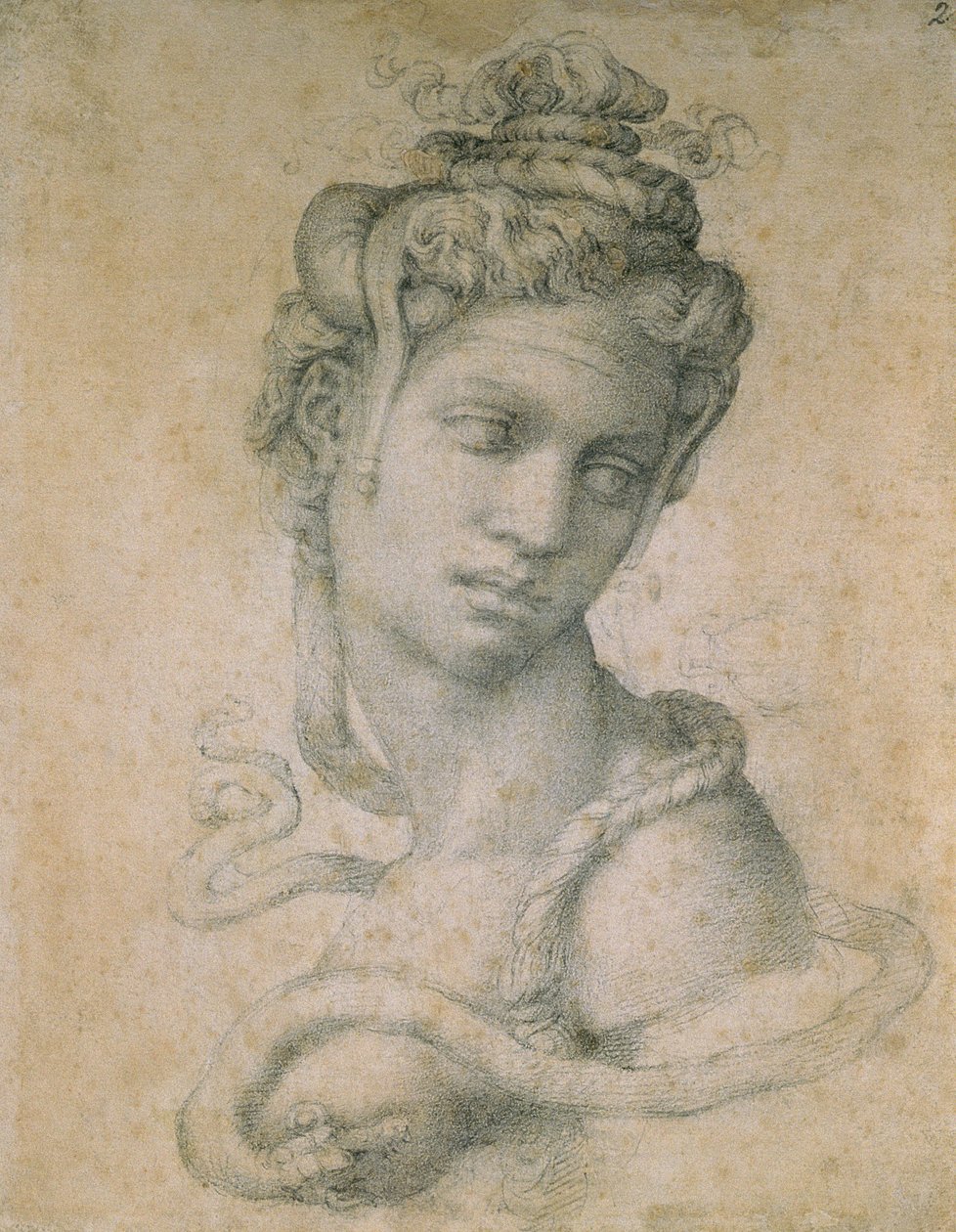 Kleopatra (69-30 př.nl) (uhl na papíře) od Michelangelo Buonarroti