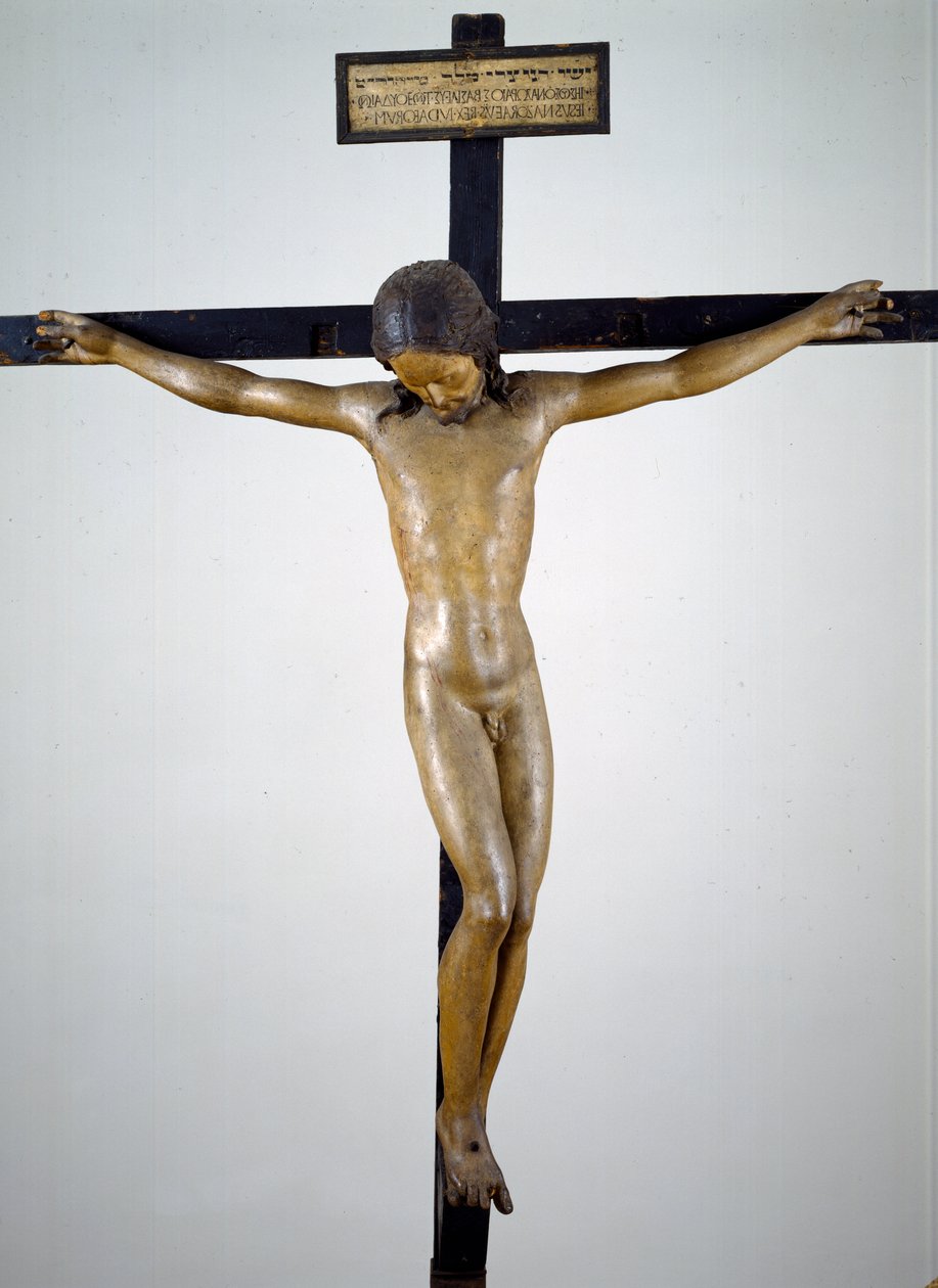 Krucifix, asi 1492-94 (polychromované dřevo) od Michelangelo Buonarroti