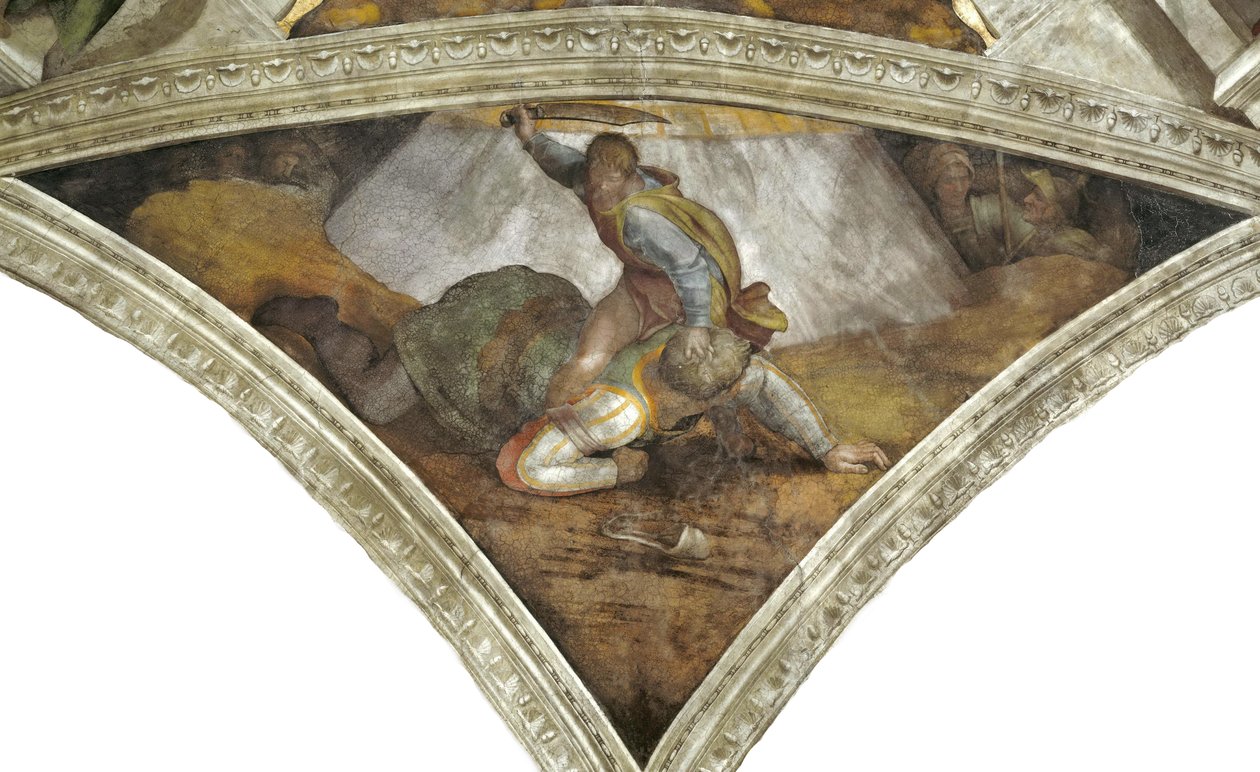 David a Goliáš strop Sixtinské kaple ve Vatikánu, 1508-1512. od Michelangelo Buonarroti