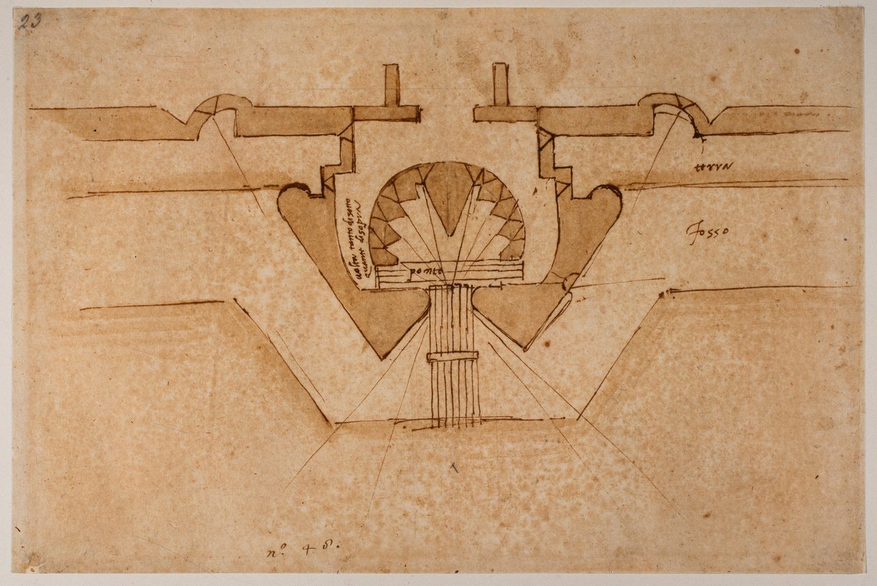 Návrh bašty pro bránu od Michelangelo Buonarroti