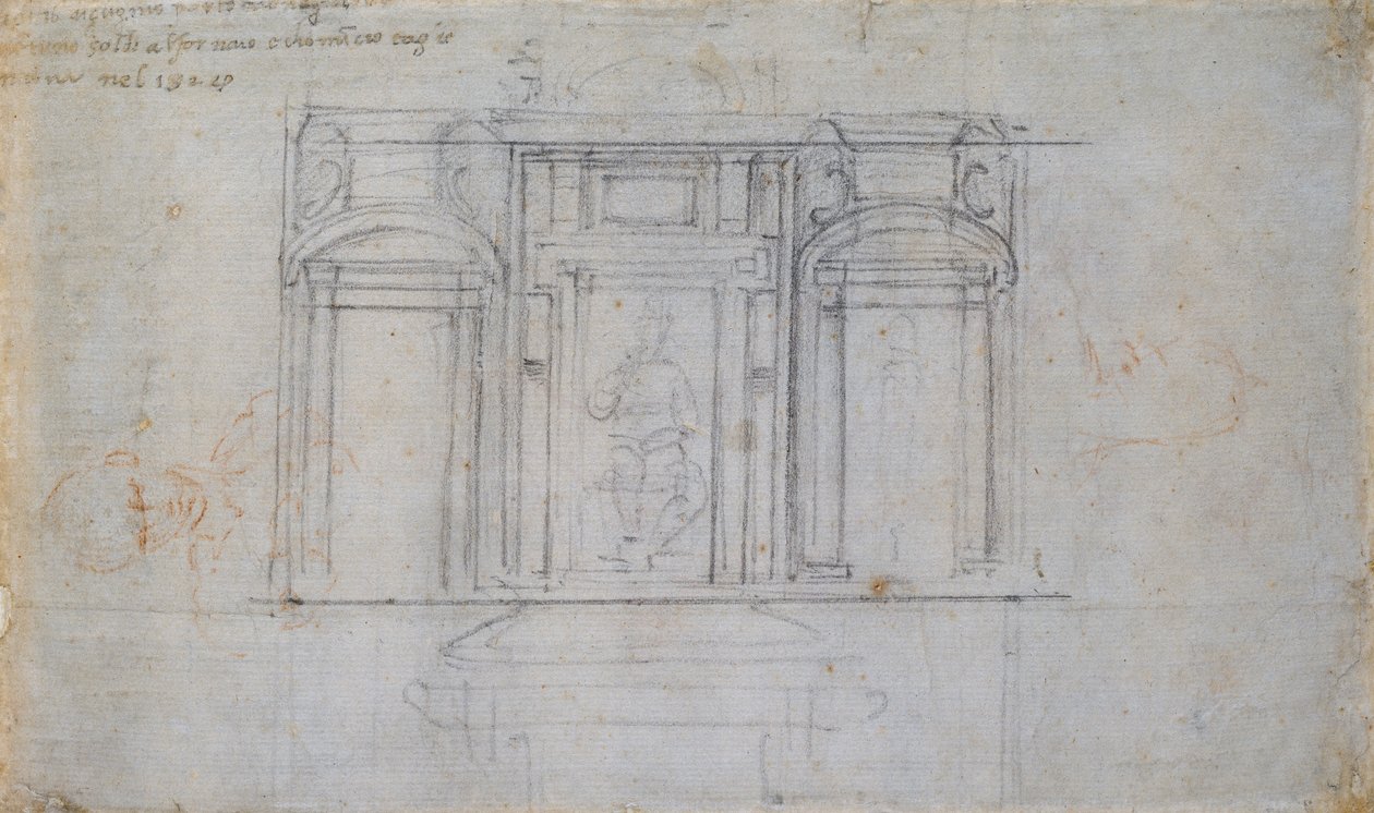Návrh jedné z hrobek Medicejských, počátek 16. století od Michelangelo Buonarroti