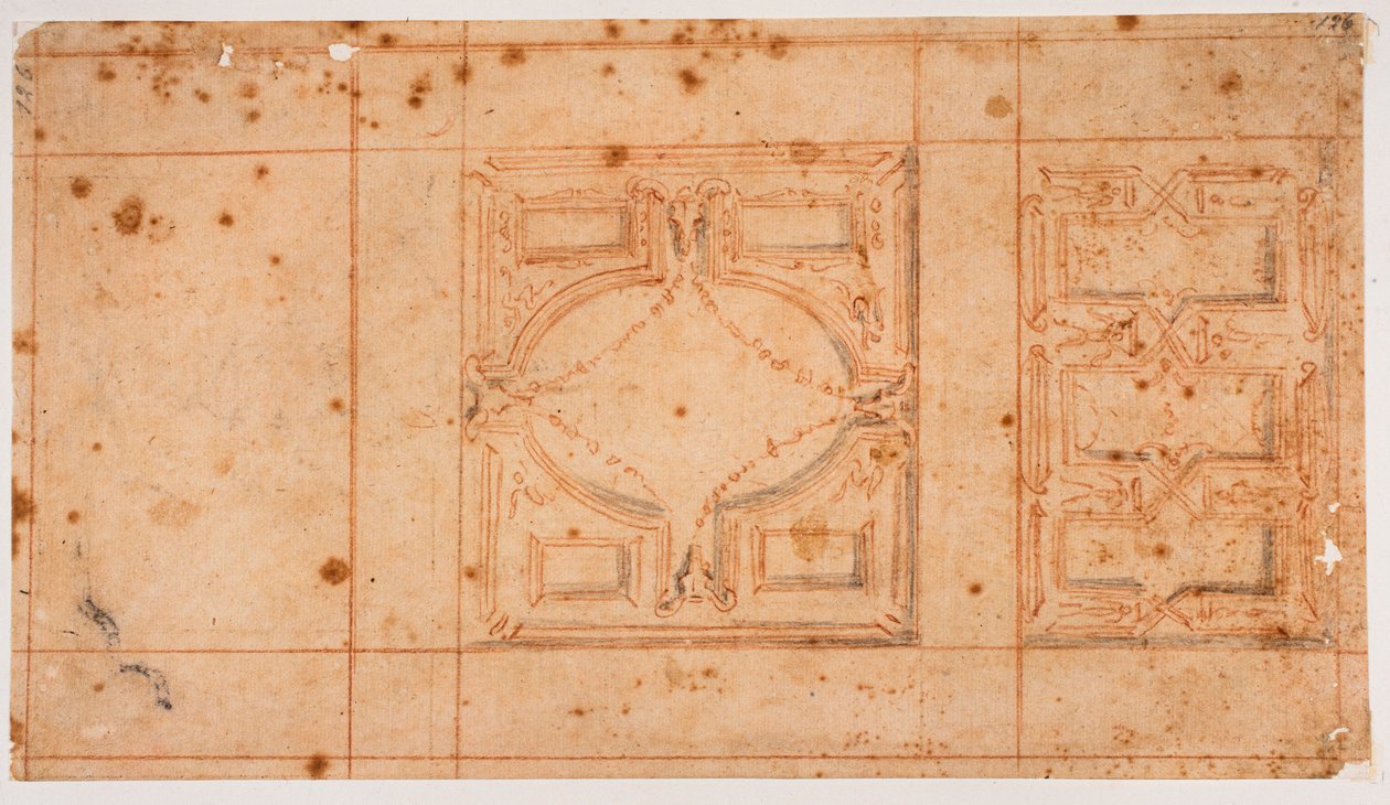 Návrh stolů v Laurentianské knihovně od Michelangelo Buonarroti