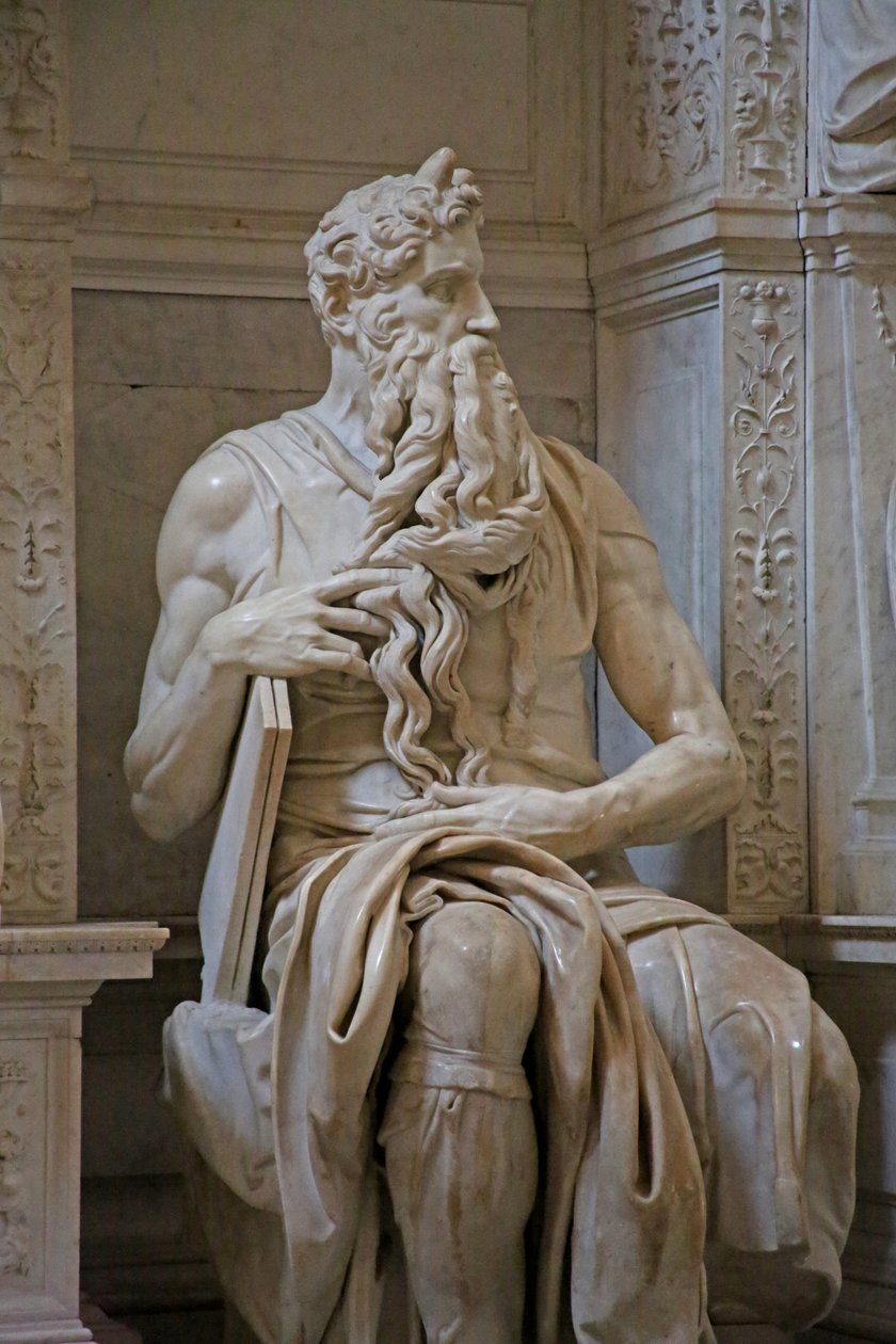 Detail Mojžíše z hrobky Julia II., 1515 mramor od Michelangelo Buonarroti