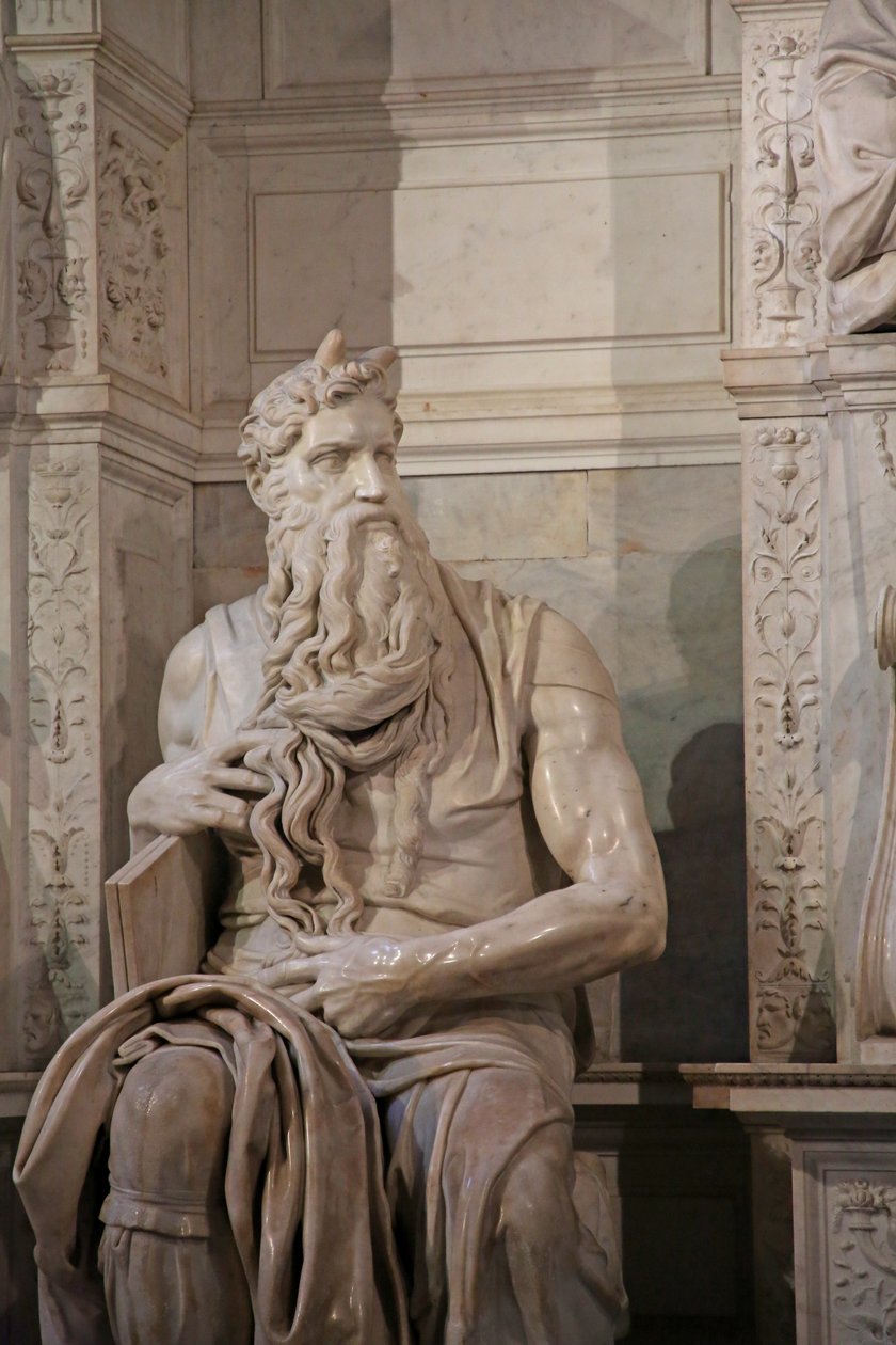 Detail Mojžíše z hrobky Julia II., 1515 mramor od Michelangelo Buonarroti
