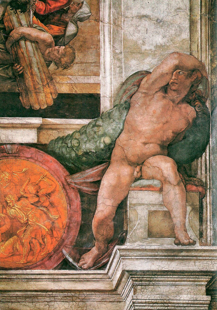 Detail stropu Sixtinské kaple ve Vatikánu, 1508-1512. od Michelangelo Buonarroti