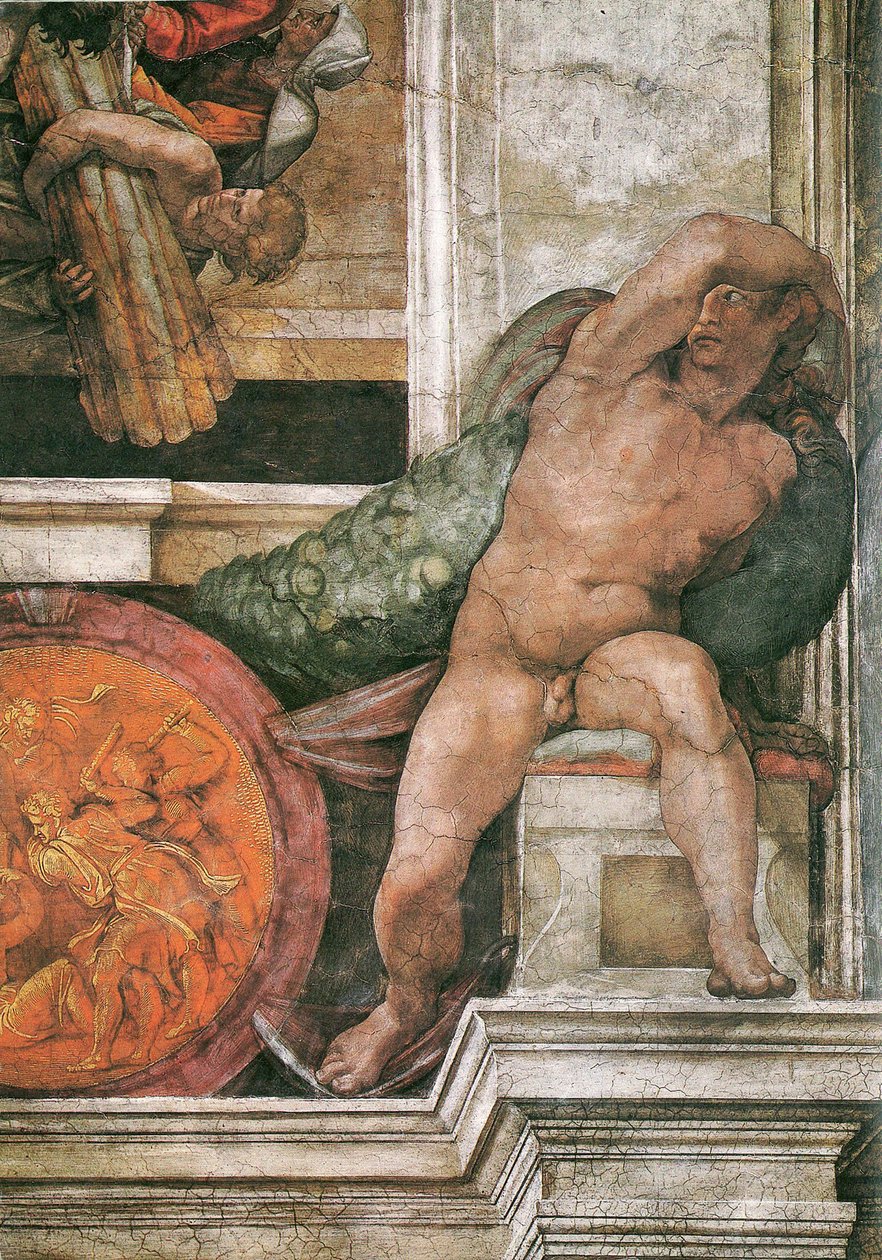 Detail stropu Sixtinské kaple ve Vatikánu, 1508-1512 od Michelangelo Buonarroti