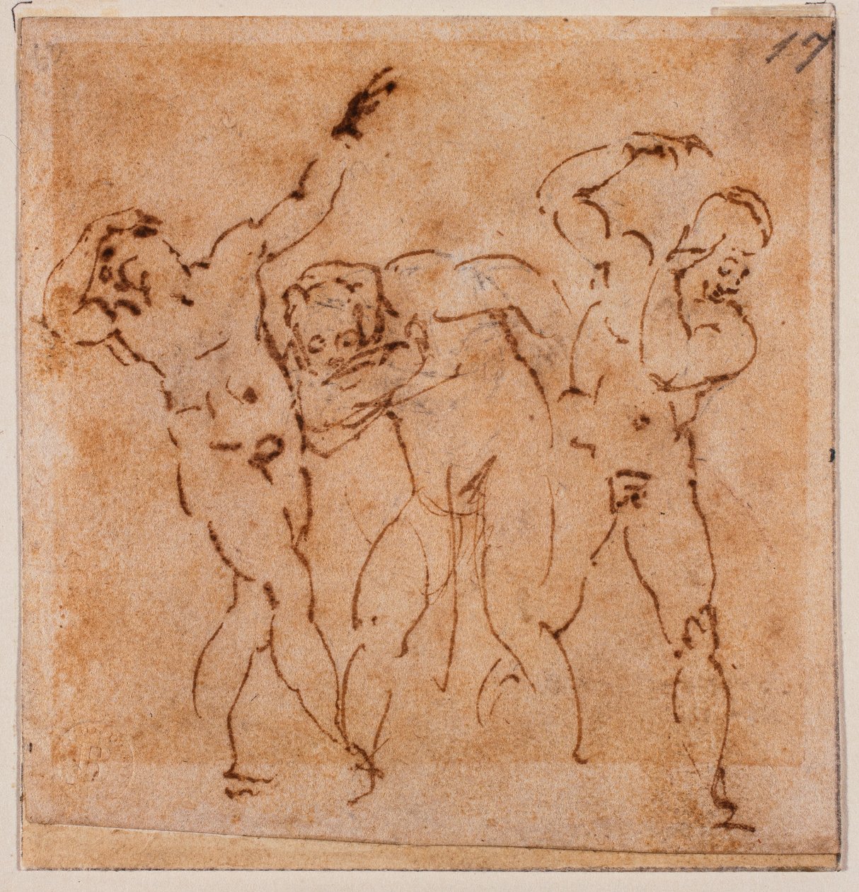 Studie postavy pro "Proměnění Páně", 16. století (kresba) od Michelangelo Buonarroti