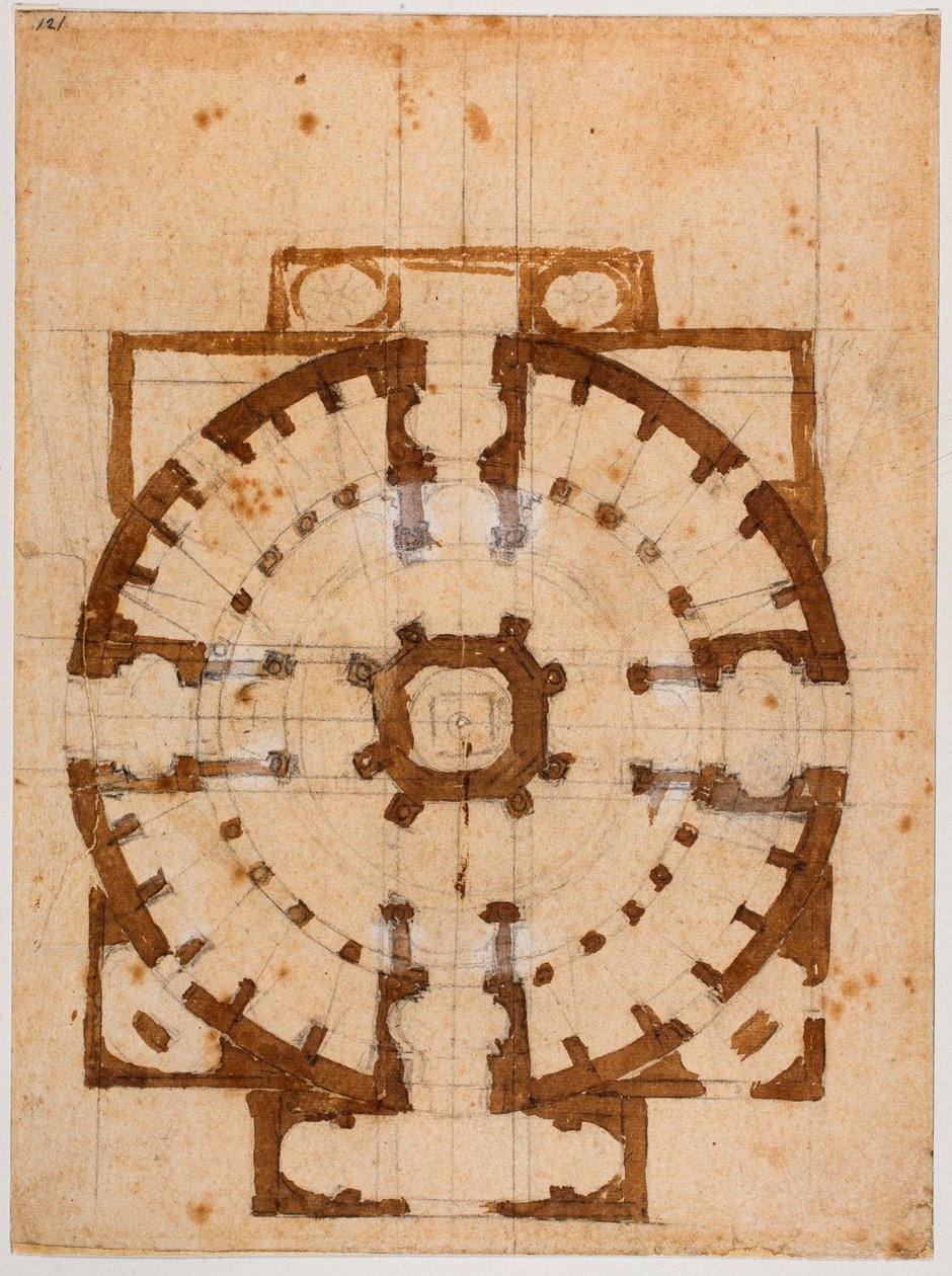 Půdorys pro San Giovanni dei Fiorentini od Michelangelo Buonarroti