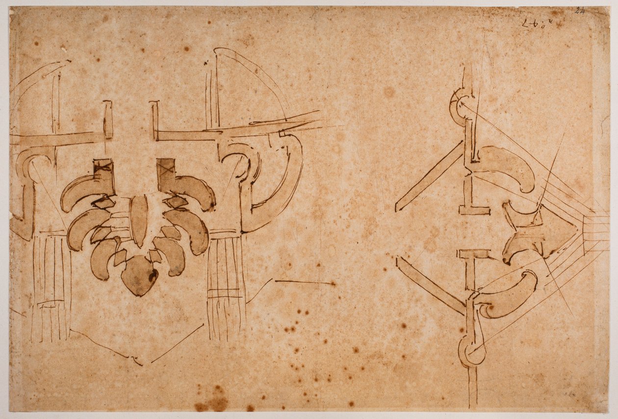 Fortifikační studie pro bránu od Michelangelo Buonarroti