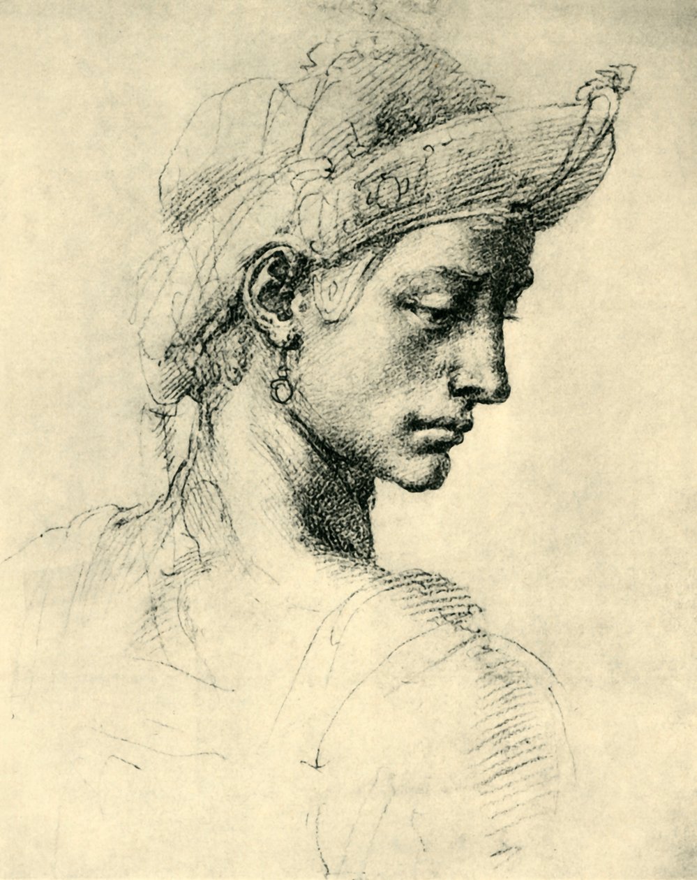 Ideální hlava, 1520-1525, 1943. od Michelangelo Buonarroti