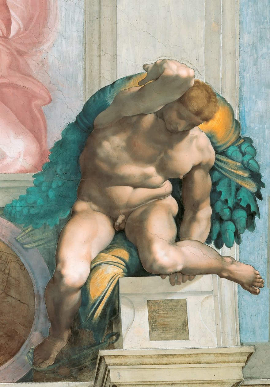 Strop Sixtinské kaple Ignuda ve Vatikánu, 1508-1512. od Michelangelo Buonarroti