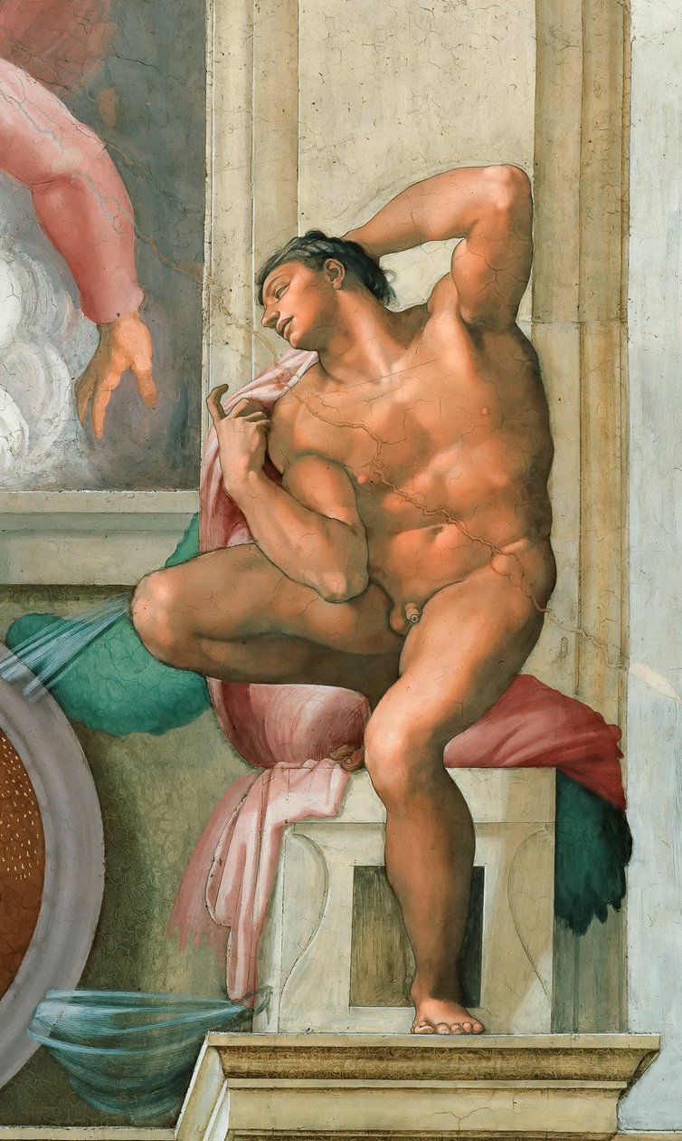 Strop Sixtinské kaple Ignuda ve Vatikánu, 1508-1512. od Michelangelo Buonarroti