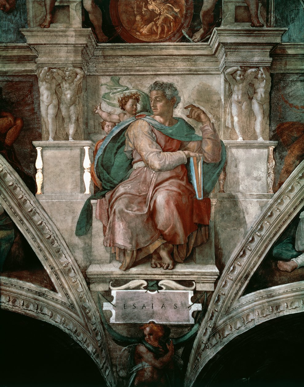 Izajáš, detail ze stropu Sixtinské kaple od Michelangelo Buonarroti