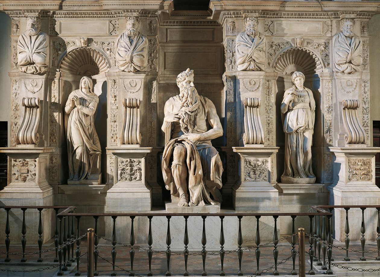 Itálie, Řím, bazilika svatého Petra, Rachel, Mojžíše a Ley, detail z hrobky Julia II., cca 1515, od Michelangela (1475-1564) od Michelangelo Buonarroti