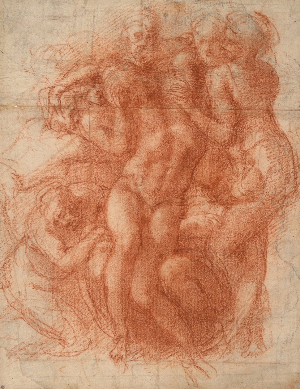 Oplakávání, cca 1530 (červená křída) od Michelangelo Buonarroti