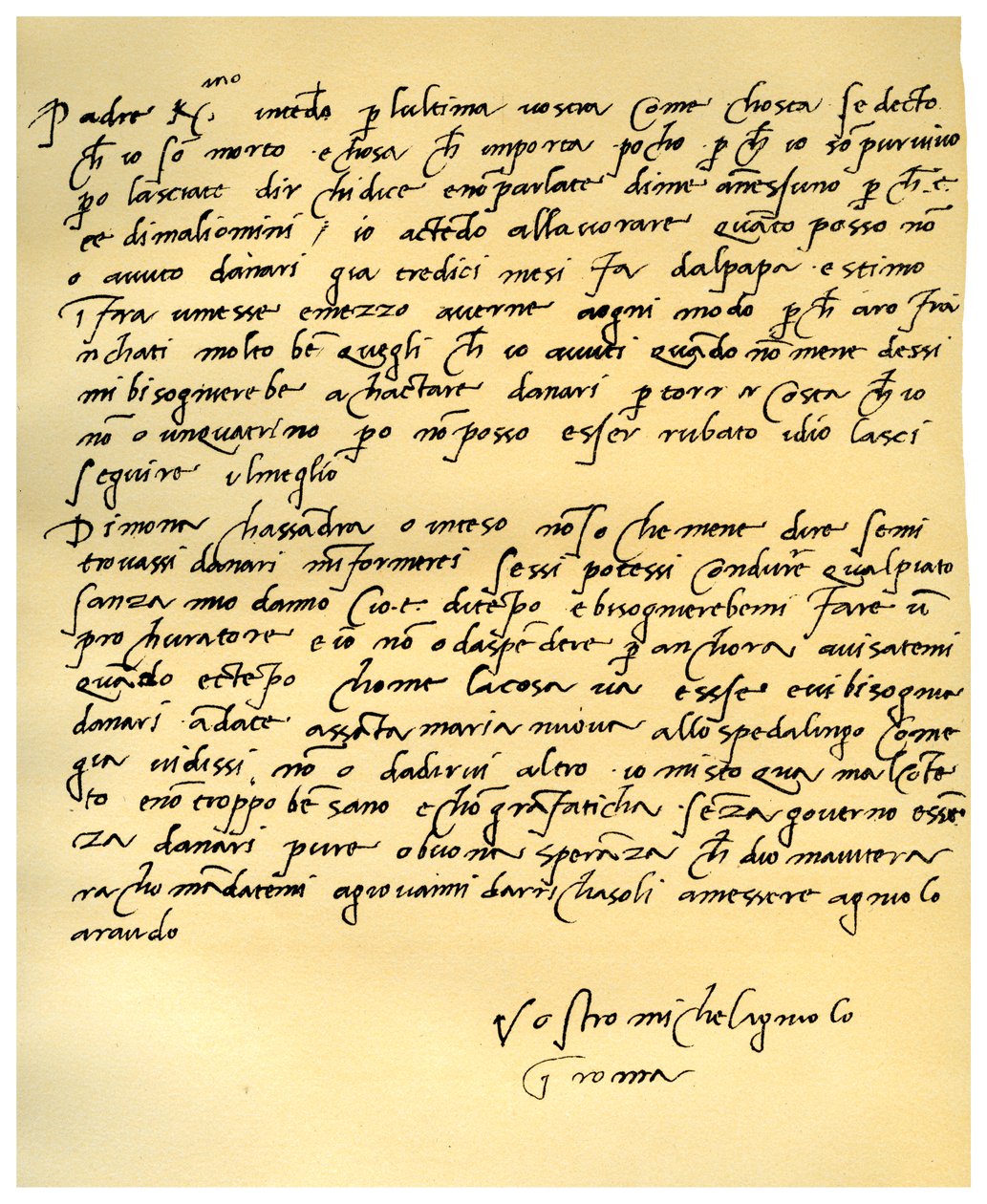 Dopis Michelangela Buonarrotiho jeho otci, červen 1508. od Michelangelo Buonarroti