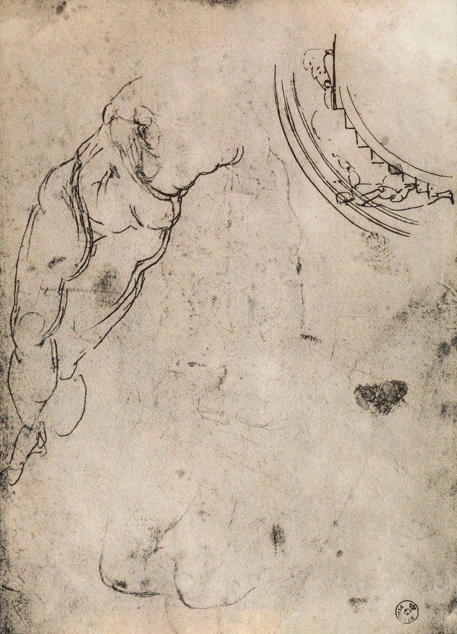 Mužské nohy, studie Michelangela. Gabinetto dei Disegni e delle Stampe, Galerie Uffizi, Florencie od Michelangelo Buonarroti