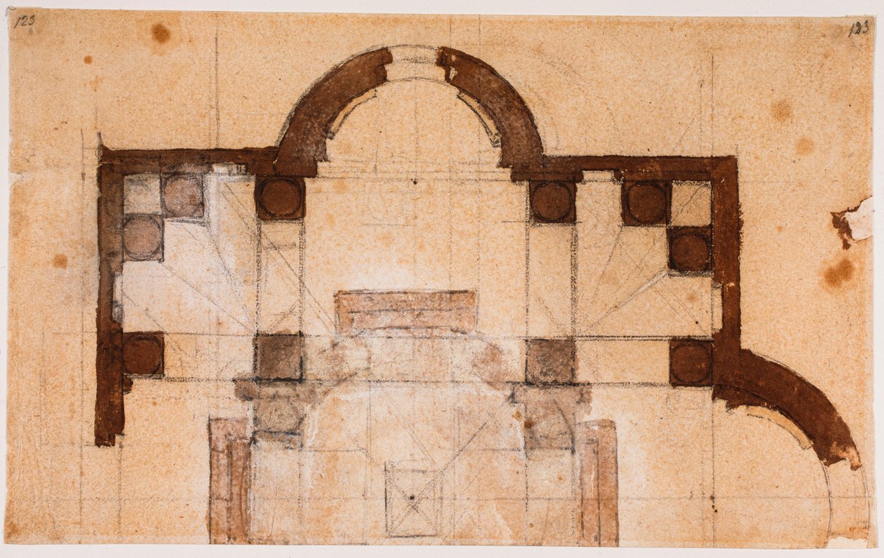 Částečný plán pro San Giovanni dei Fiorentini od Michelangelo Buonarroti