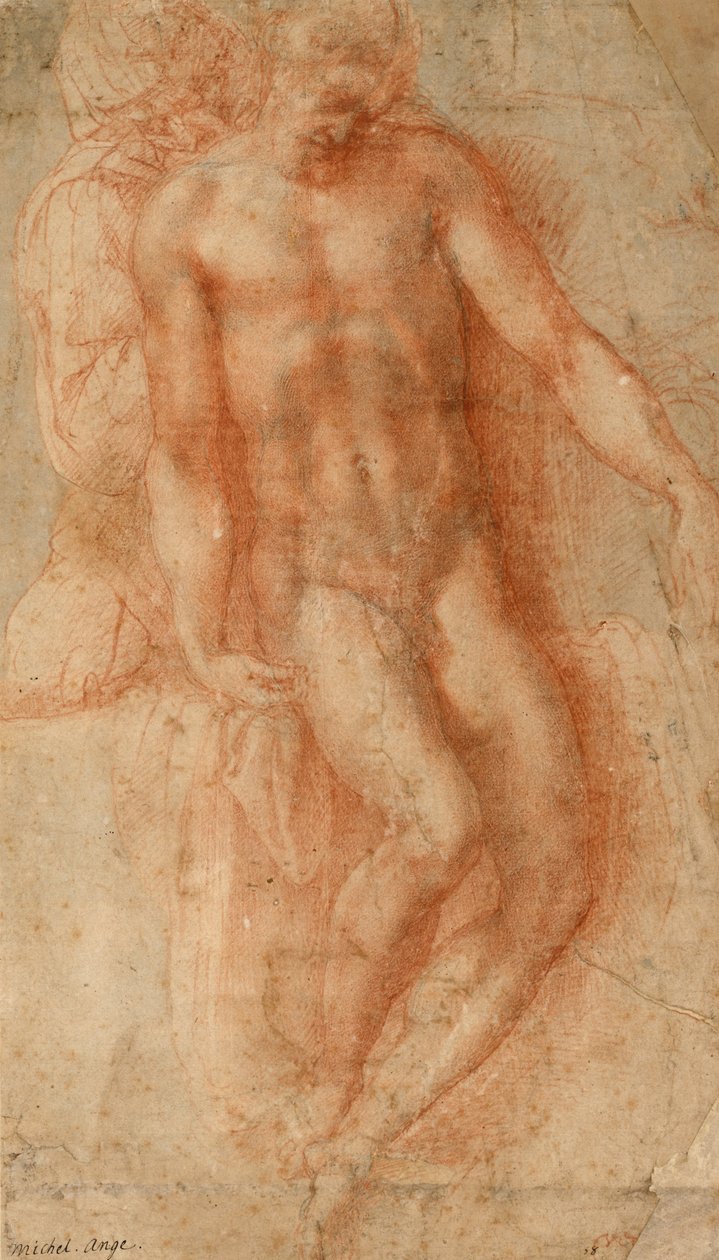 Pieta, cca 1530-36 (červená křída) od Michelangelo Buonarroti