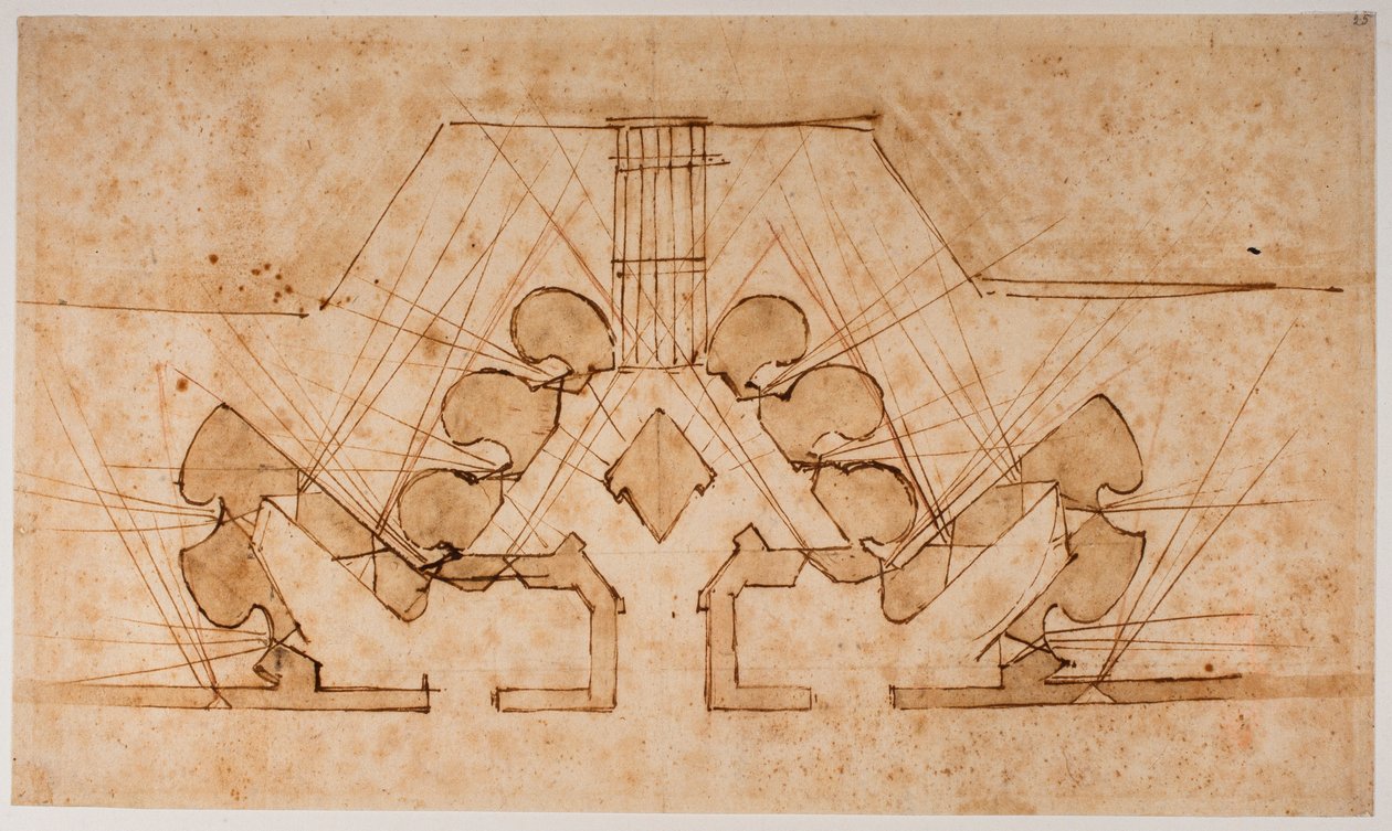 Plán opevnění brány od Michelangelo Buonarroti